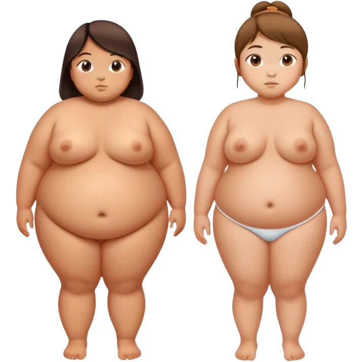 beautiful skinny tan girl next to extremely fat asian kid emoji