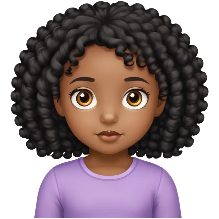 2 year old black girl with tight black curls and brown eyes.  emoji