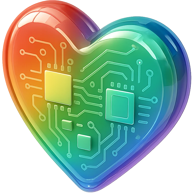 heart with a gradient rainbow fill, glossy, no text emoji