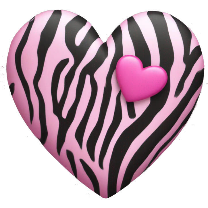 a pink heart with zebra print emoji