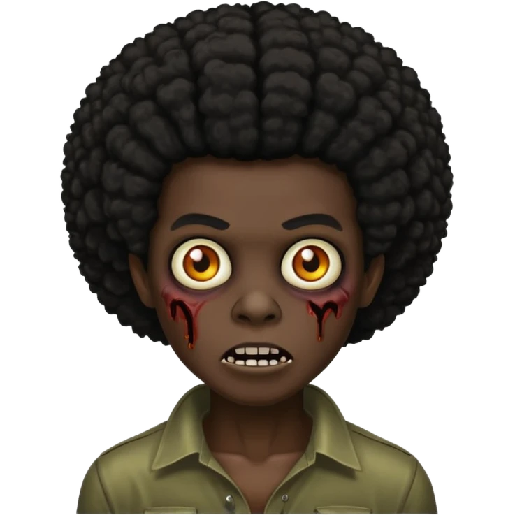 Zombie dark black Afro hair emoji
