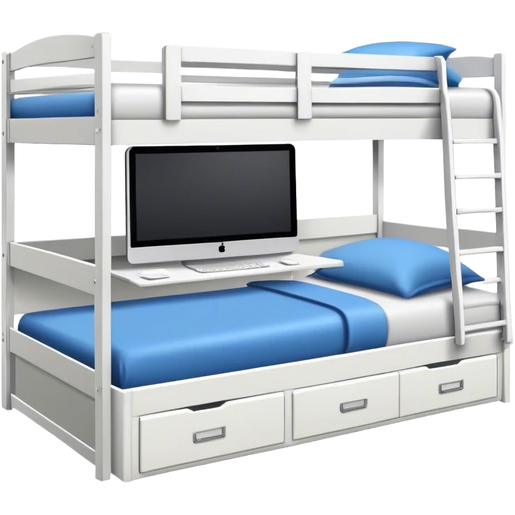 Triple bunk bed white with desk underneath  emoji