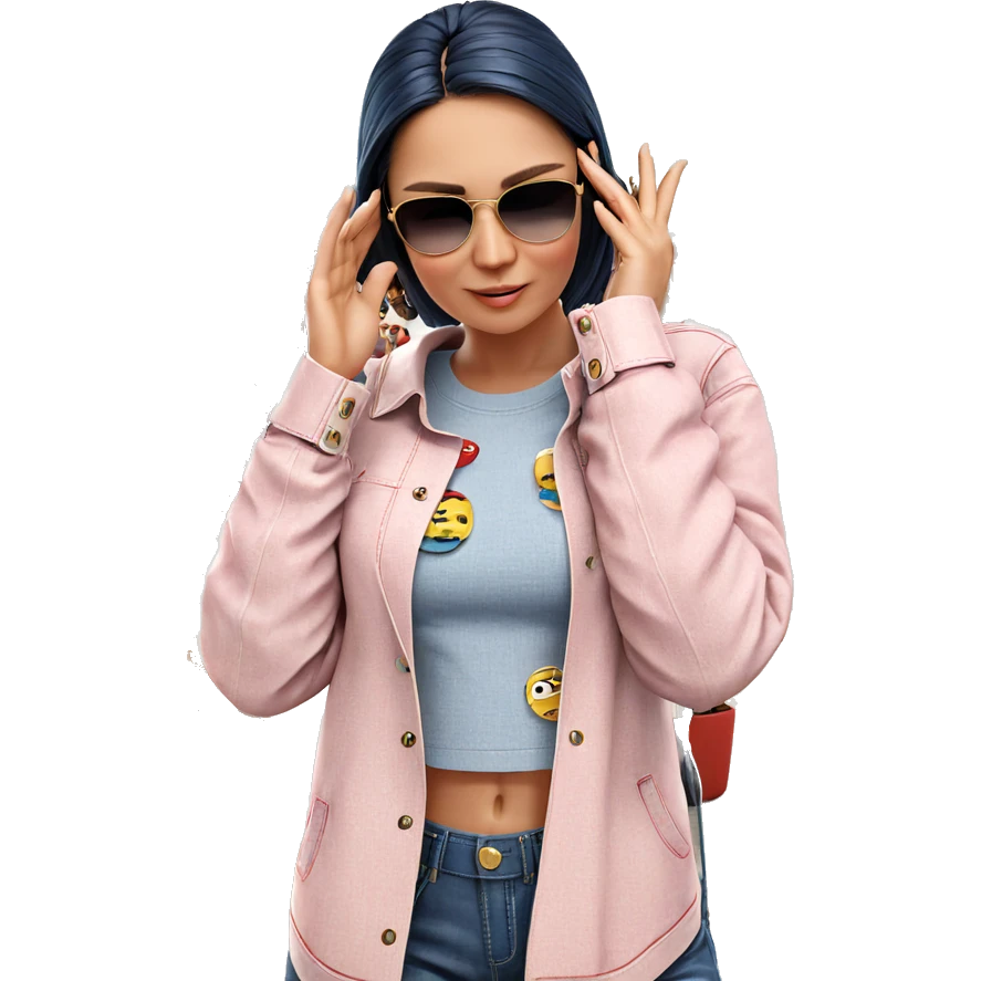stylish girl in denim outfit emoji