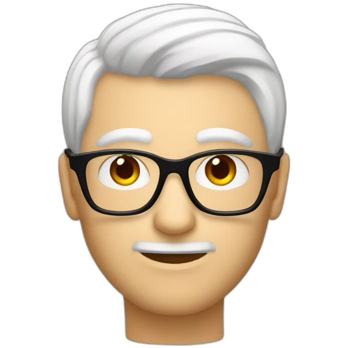 Cara Hombre blanco pelo canoso de punta gafas rojas y negras emoji