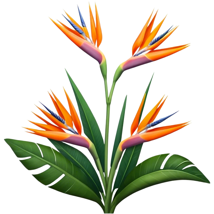 luxuriant, big bouquet Strelitzia Reginae, stem, leaf emoji