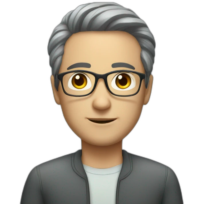 Male therapist dark flat hair glasses pale no mustache emoji