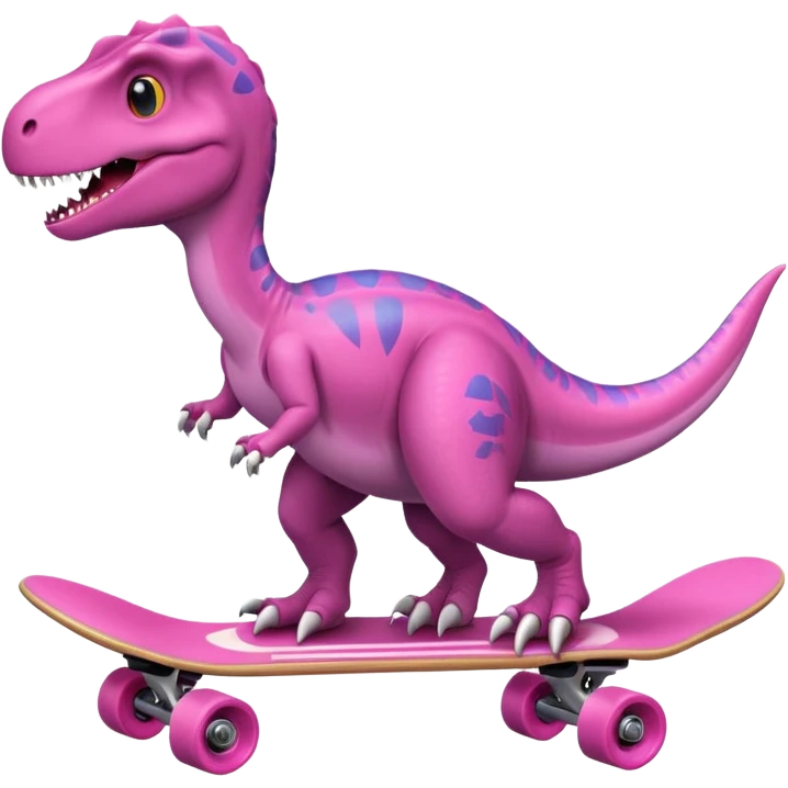 Dinosaur on a skateboard in pink  emoji
