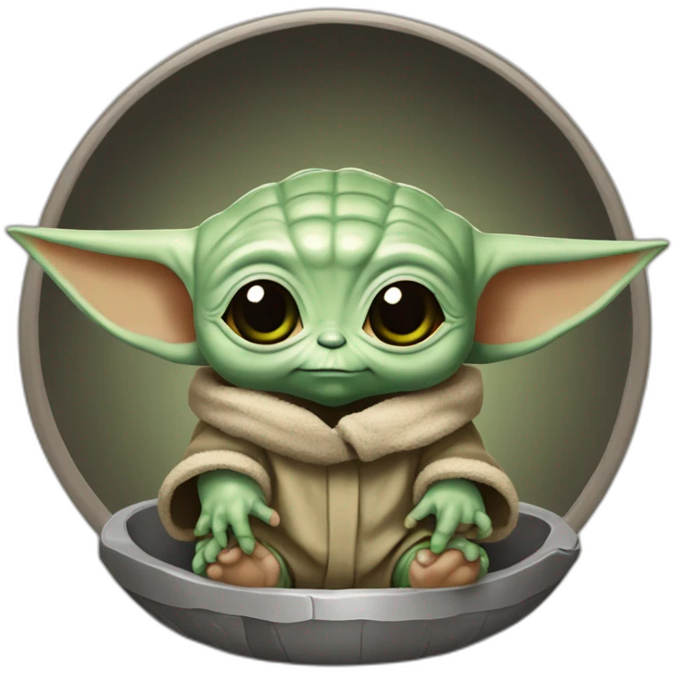 baby yoda sentado en el juego de tronos emoji