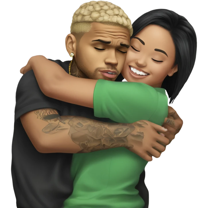 Hyper Realistic Chris Brown hugging Karruche Tran emoji