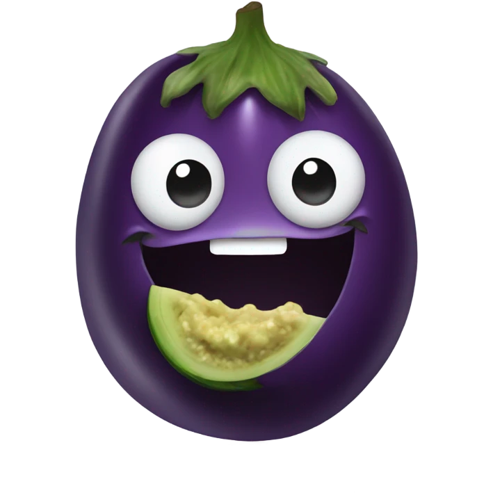 Eggplant eating a pickle emoji