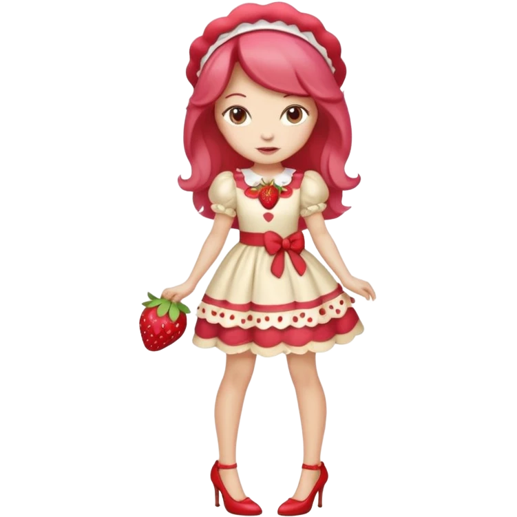 pretty and cute realistic modern day strawberry shortcake full body with high heels emoji emoji
