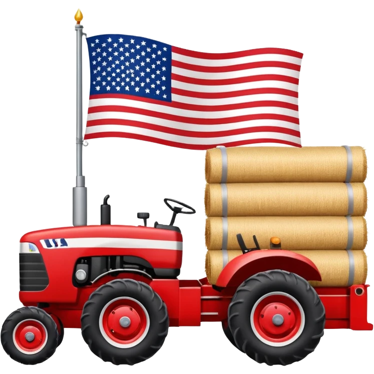 Fall hay bale trailer rides with USA flag on tractor emoji