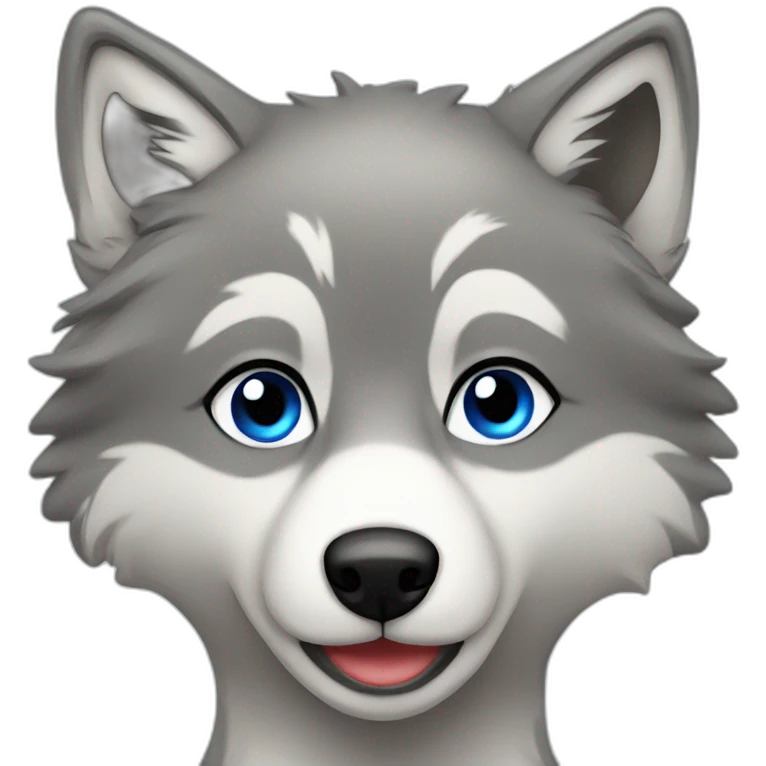 Female grey wolf blue eyes emoji