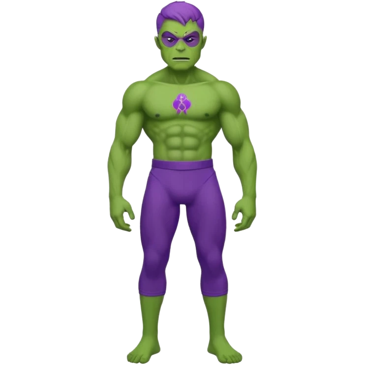 A green man beast infused with gamma radiation wearing purple pants emoji