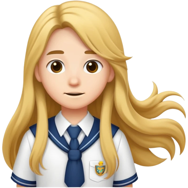 cartoon character with long hair wearing a school uniform emoji