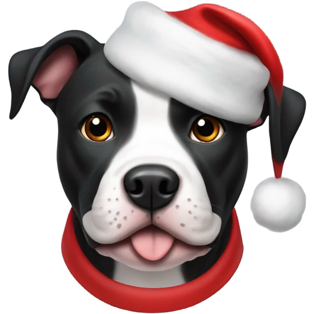 Black pitbull with Santa hat emoji
