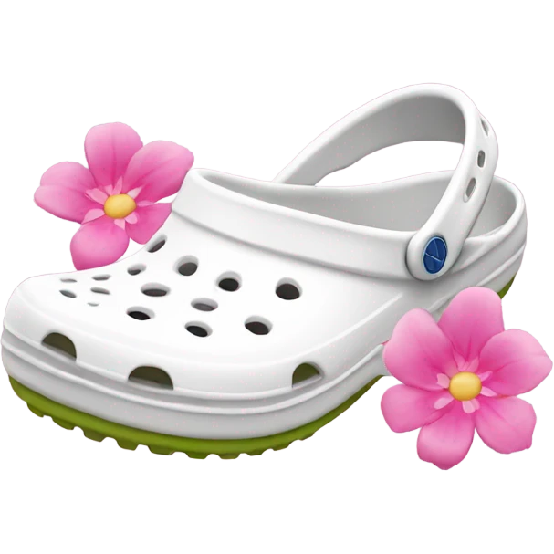 White Crocs with pink flowers emoji