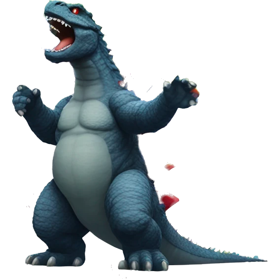 Godzilla playing with a rainbow flag emoji