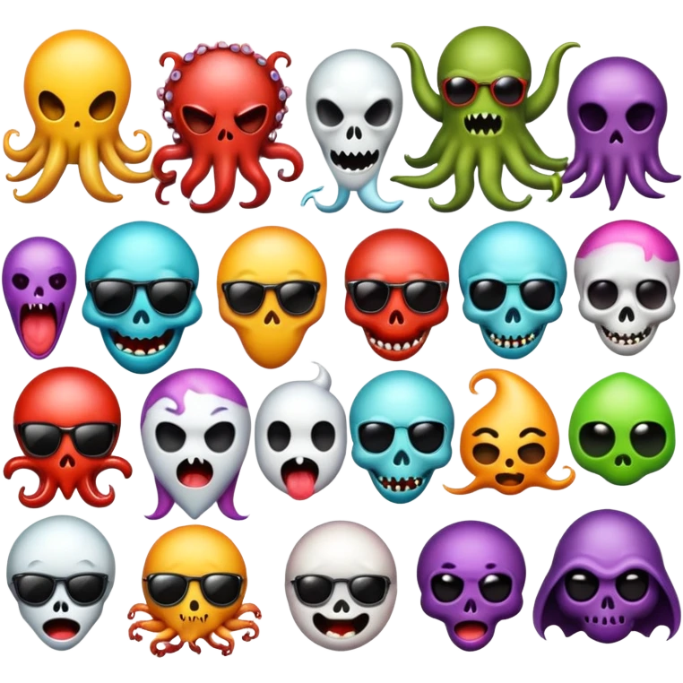 Create for me a collection of funny, scary and weird emojis emoji
