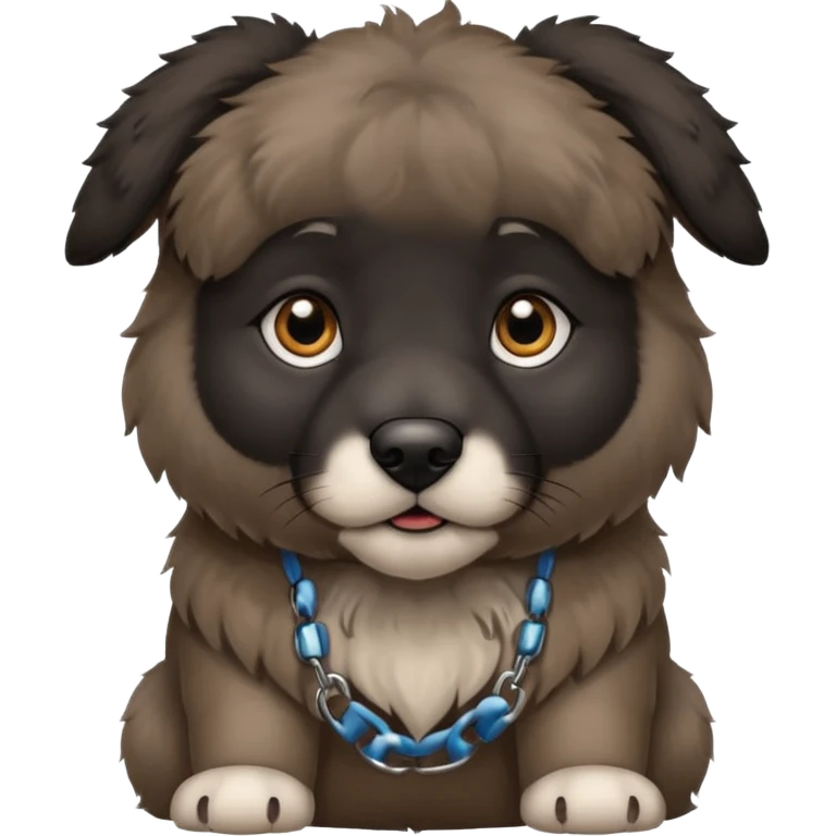 A dark-colored Caucasian Shepherd puppy with cropped ears emoji