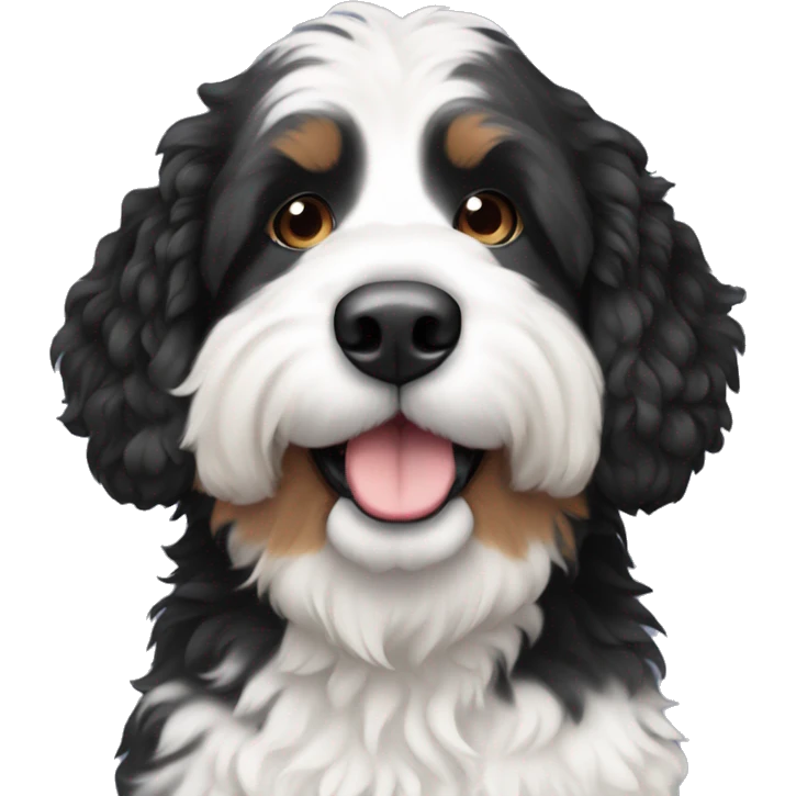 Black white bernedoodle emoji