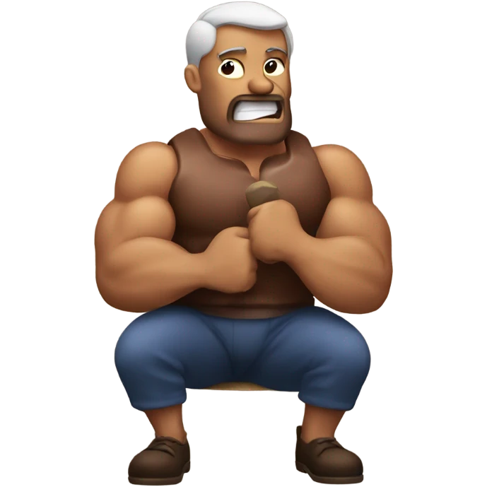Man with biceps eating steak emoji