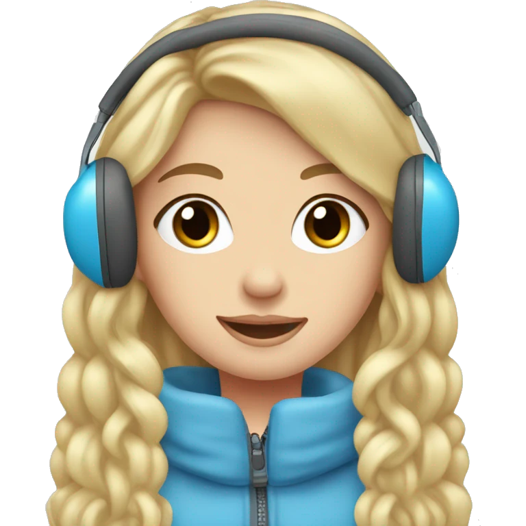 long blonde hair blue eyed girl wearing winter earmuffs emoji