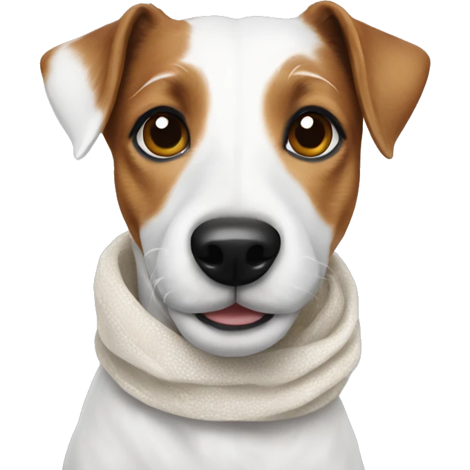jack russell terrier wearing a white scarf emoji