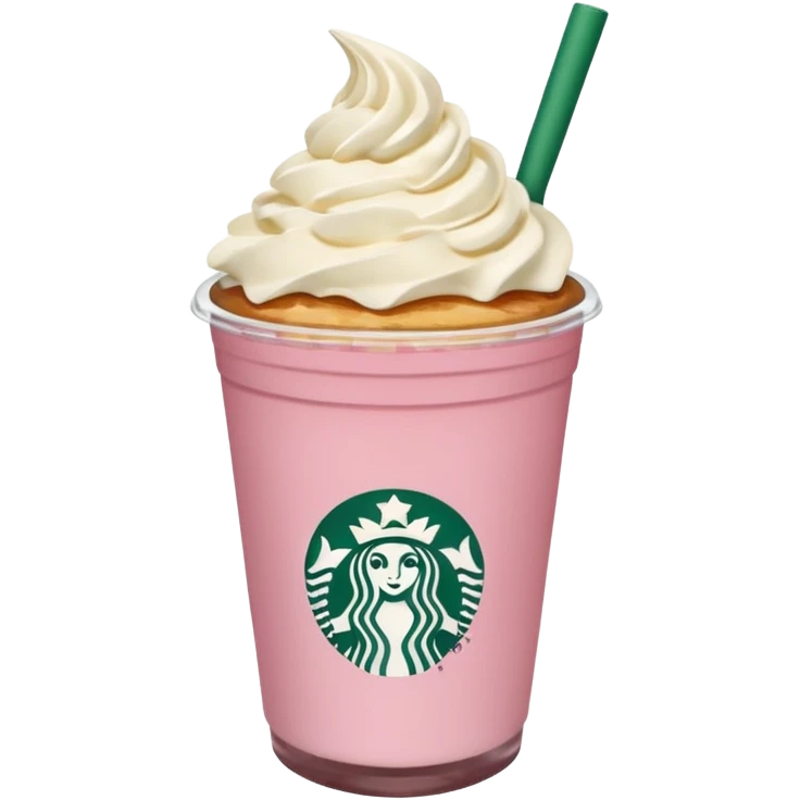 
Una bebida rosa de Starbucks  con nata emoji