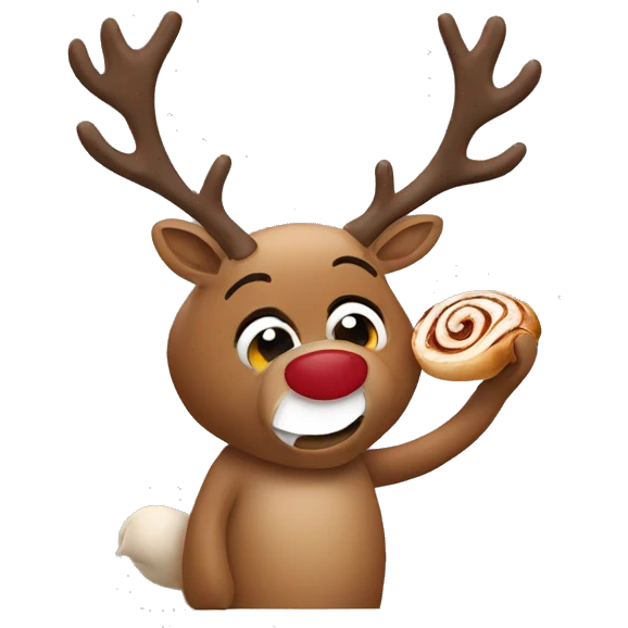 Reindeer eating a cinnamon roll emoji