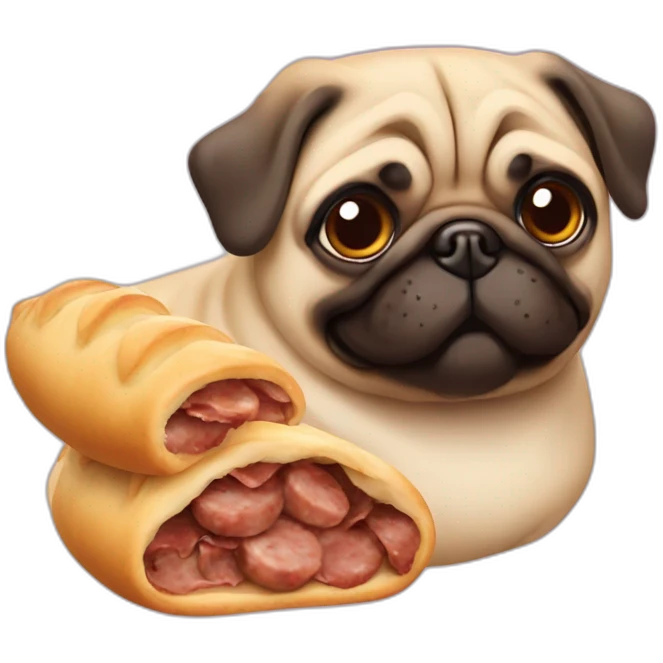 pug with sausage in dough  emoji
