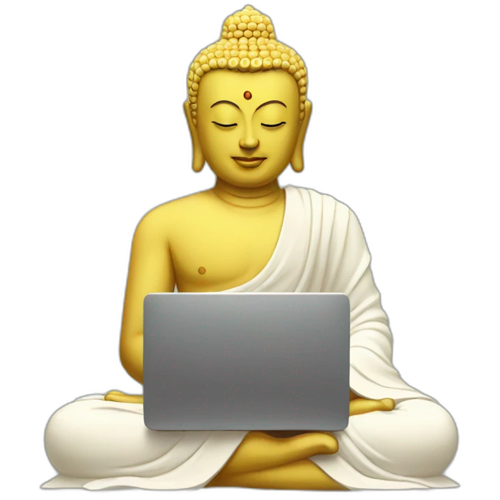 buddha typing on a computer emoji