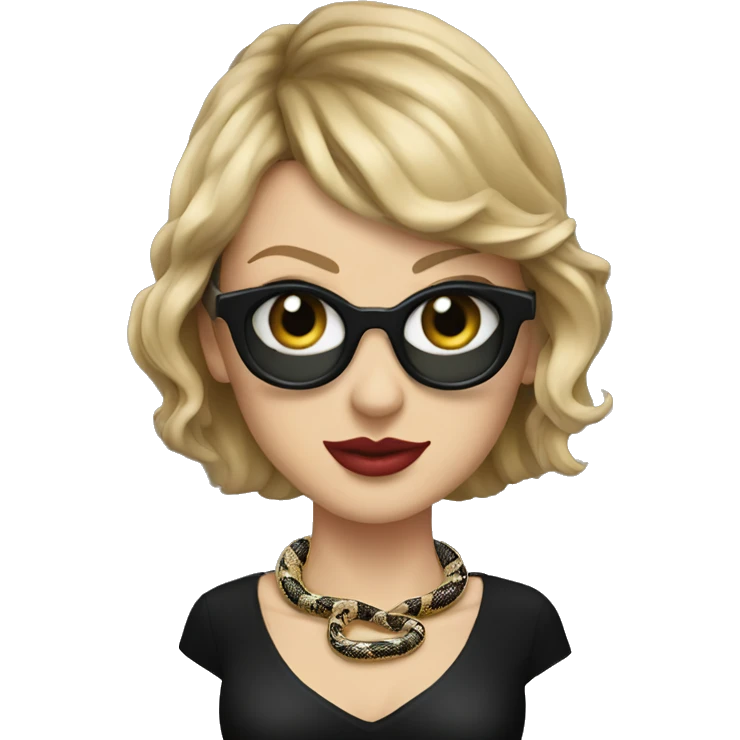 Taylor swift with snake necklace and black outfit emoji