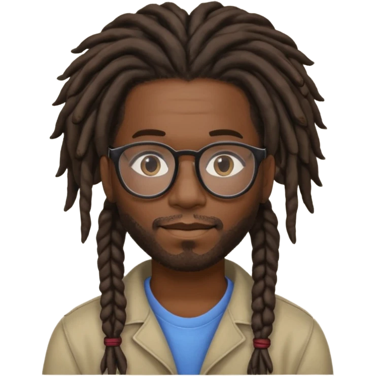 Black m’en with glass and locks the hairstyle emoji