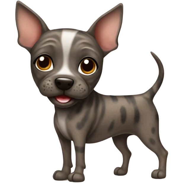 Brindle American hairless terrier smiling emoji