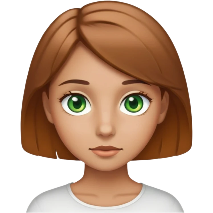 Girl with short light brown hair with green eyes and tan skin emoji