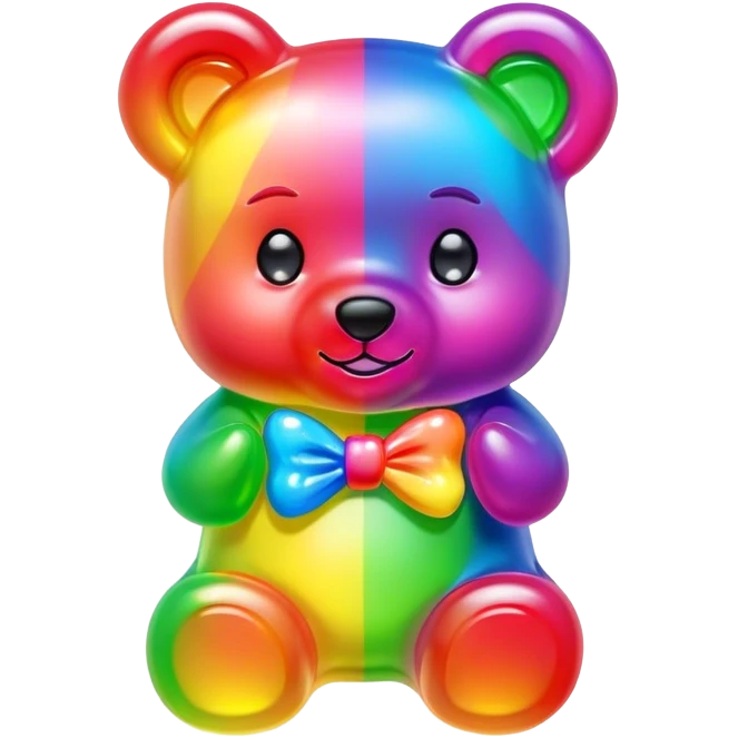 neon rainbow girl gummy bear with bow emoji