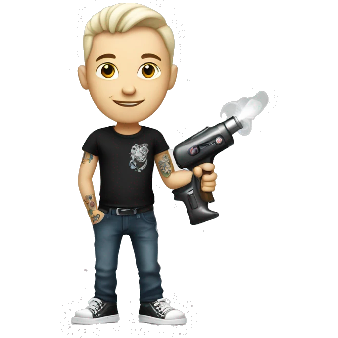 White Tattoo Artist Boy with tattoo gun emoji