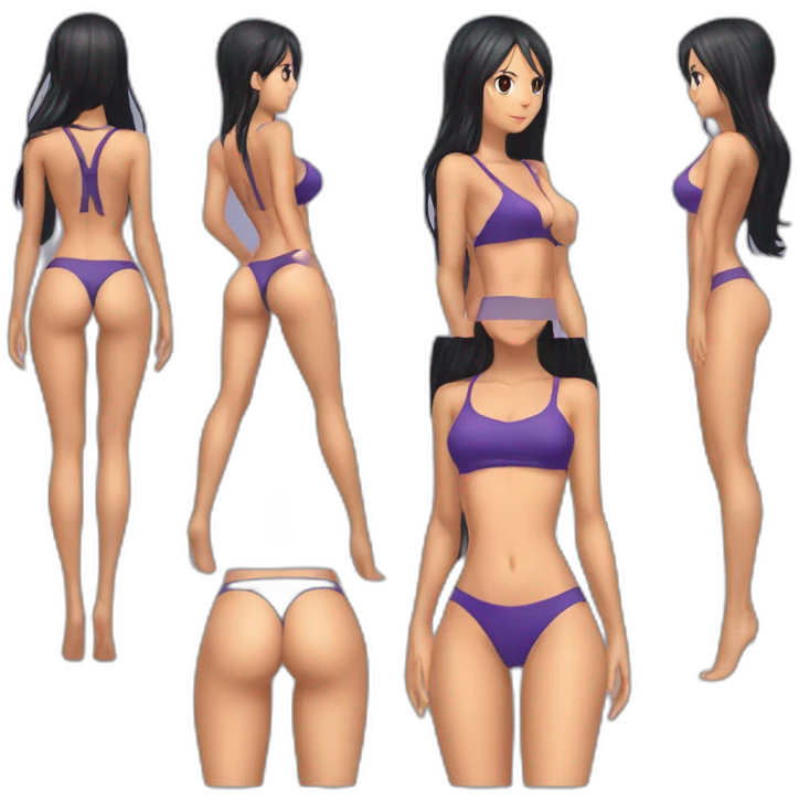 nico robin full body pawg micro swimsuit back focus emoji
