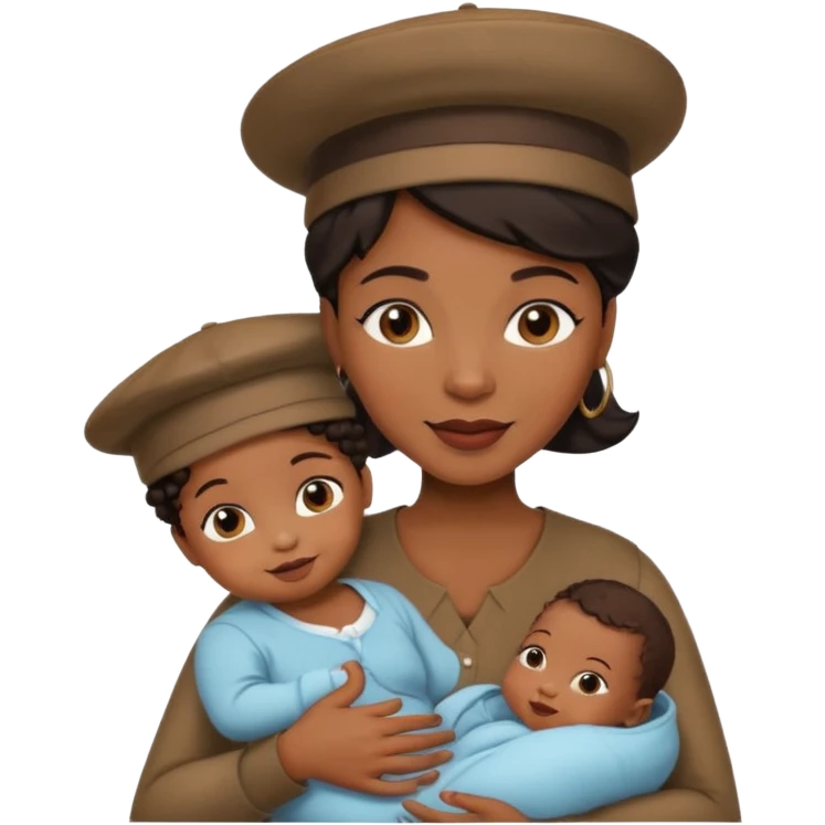 black Mother with Hats with her baby emoji