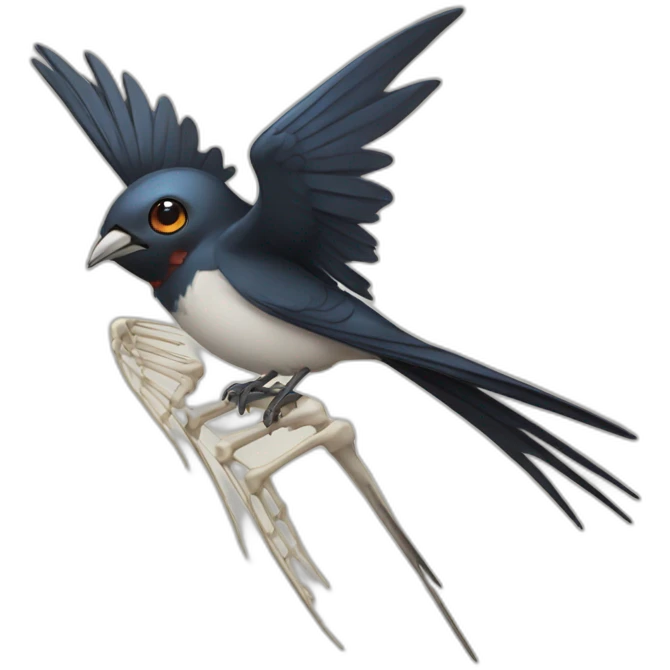 a swallow with skeleton wings emoji