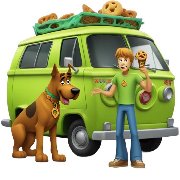 Shaggy and Scooby-Doo and the Mystery Machine emoji