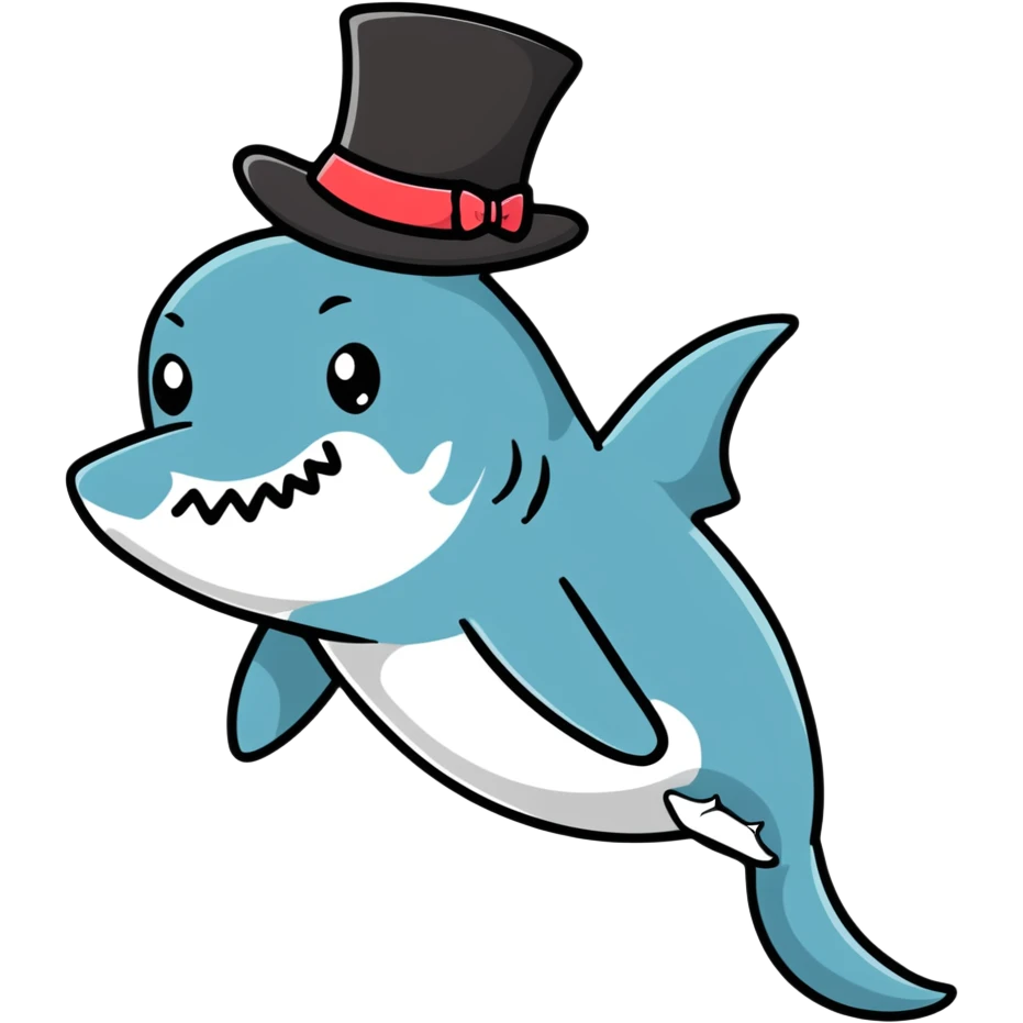 Shark with a top hat emoji