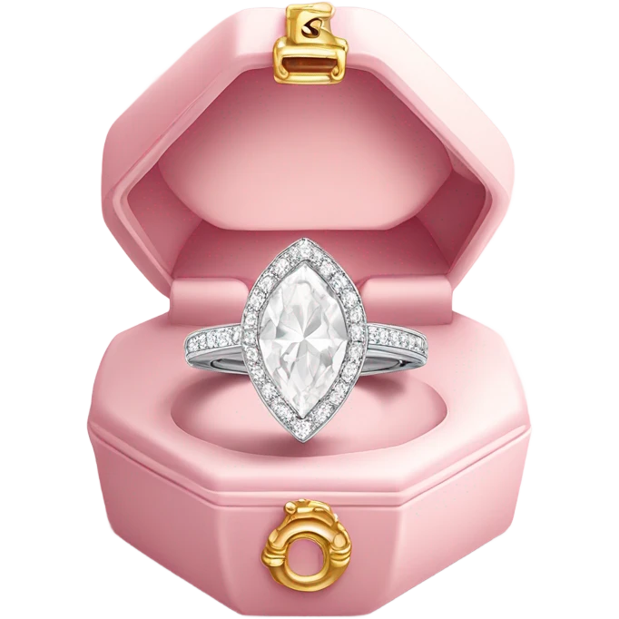 luxury all white diamond ring inside light pink elegance box emoji