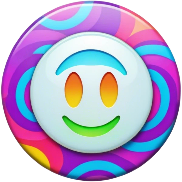 Psychedelic colored round beveled shirt button emoji