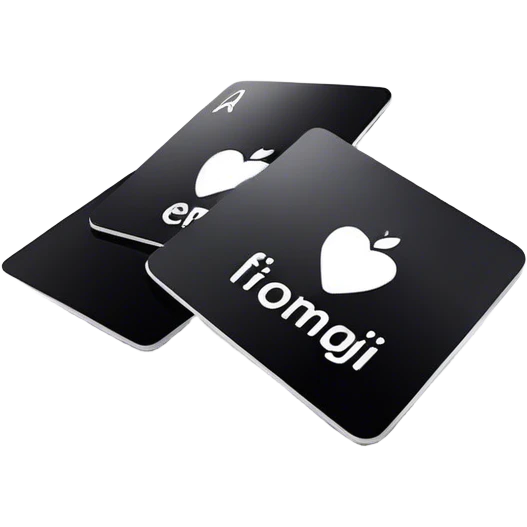 black cards with wite words emoji