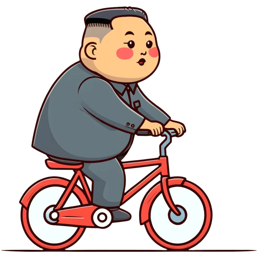 Kim Jong Un riding a bicycle from side view emoji