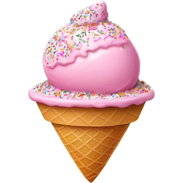 Pink ice cream in bowl with sprinkles on top NO cone emoji