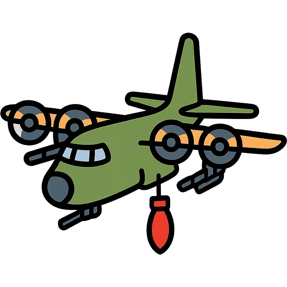 AC-130 gunship military aircraft with visible cannons and weapons emoji