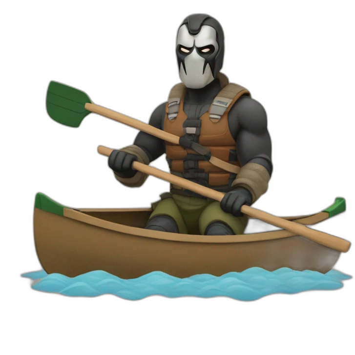 Bane in a canoe on a river emoji